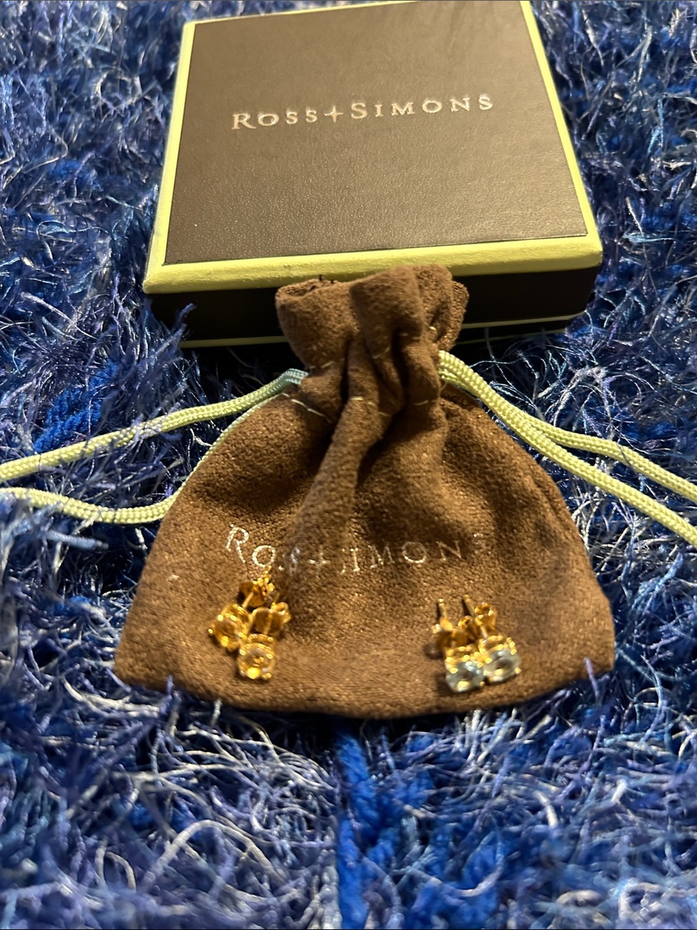 Ross-Simons 14K over sterling citrine, blue topaz 2 set earring bundle